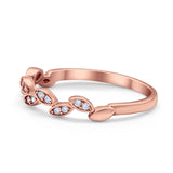 Leaf Art Deco Wedding Eternity Rings Round Simulated CZ 925 Sterling Silver