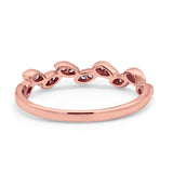 Leaf Art Deco Wedding Eternity Rings Round Simulated CZ 925 Sterling Silver