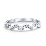 Leaf Art Deco Wedding Eternity Rings Round Simulated CZ 925 Sterling Silver