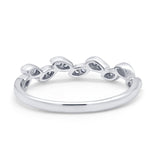 Leaf Art Deco Wedding Eternity Rings Round Simulated CZ 925 Sterling Silver