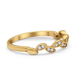 Leaf Art Deco Wedding Eternity Rings Round Simulated CZ 925 Sterling Silver