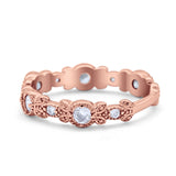 Art Deco Wedding Eternity Rings Stackable Round Simulated CZ 925 Sterling Silver