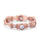 Art Deco Wedding Eternity Rings Stackable Round Simulated CZ 925 Sterling Silver