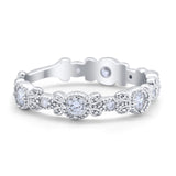 Art Deco Wedding Eternity Rings Stackable Round Simulated CZ 925 Sterling Silver