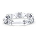 Art Deco Wedding Eternity Rings Stackable Round Simulated CZ 925 Sterling Silver