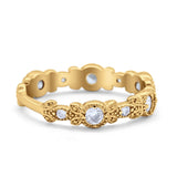 Art Deco Wedding Eternity Rings Stackable Round Simulated CZ 925 Sterling Silver