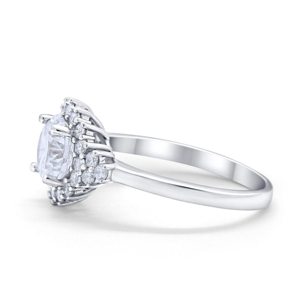 Vintage Halo Elegant Ring - .925 Sterling Silver Band, Sizes 5-12, Simple & Timeless