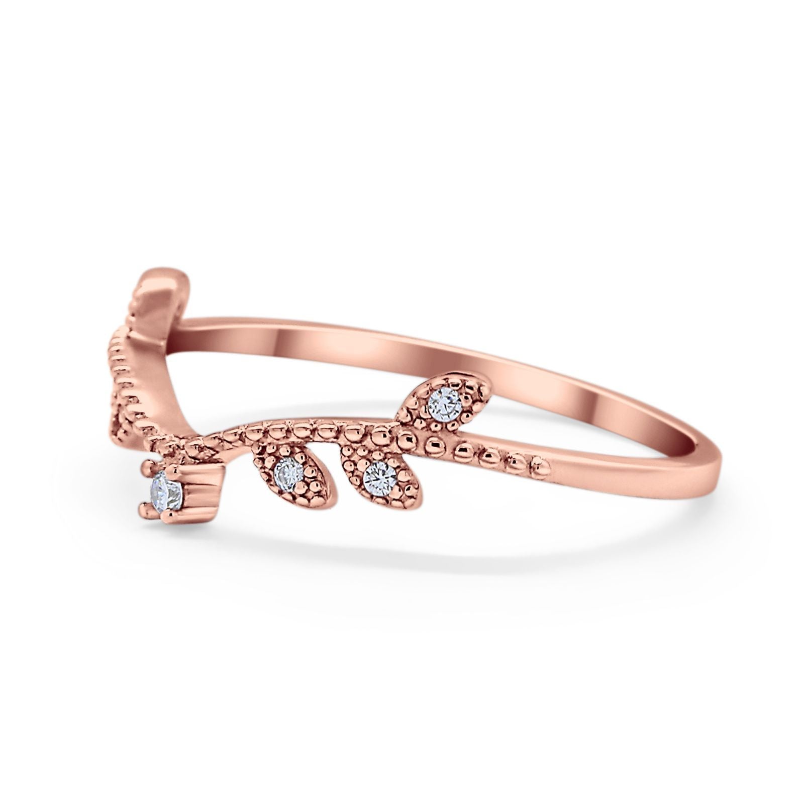 Art Deco V Design Eternity Wedding Rings Simulated CZ 925 Sterling Silver