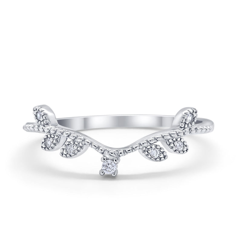 Art Deco V Design Eternity Wedding Rings Simulated CZ 925 Sterling Silver