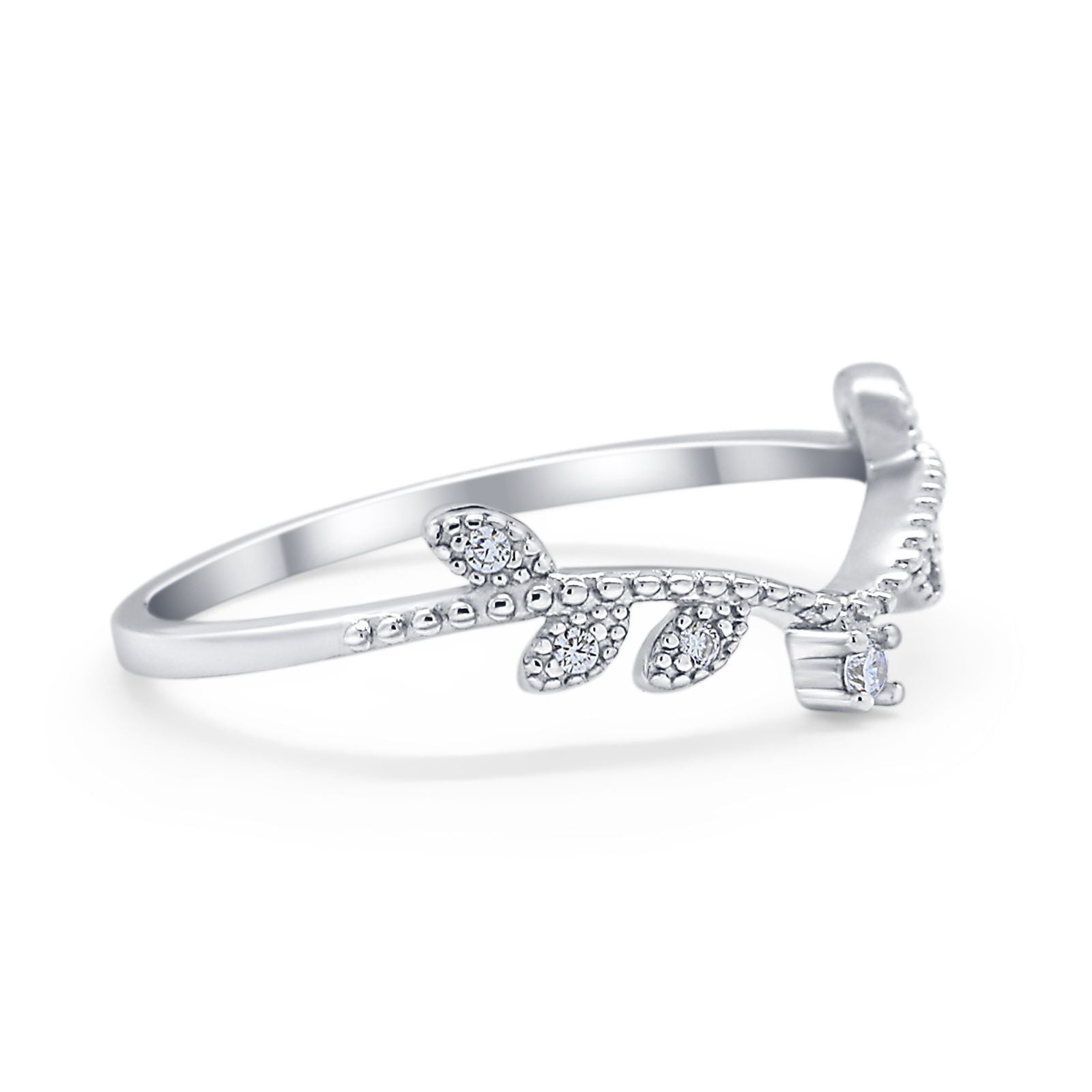 Art Deco V Design Eternity Wedding Rings Simulated CZ 925 Sterling Silver