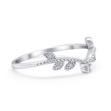 Art Deco V Design Eternity Wedding Rings Simulated CZ 925 Sterling Silver