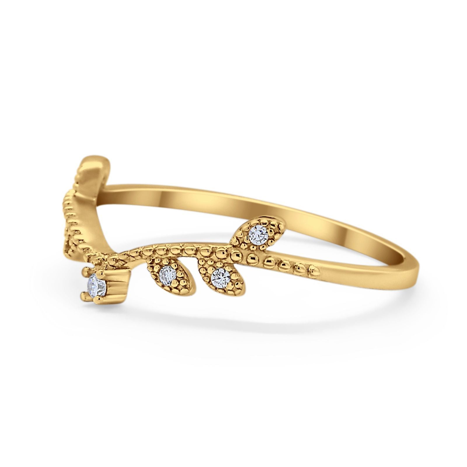 Art Deco V Design Eternity Wedding Rings Simulated CZ 925 Sterling Silver