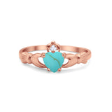 Heart Shape Simulated Cubic Zirconia Claddagh Wedding Ring 925 Sterling Silver