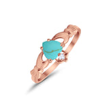 Heart Shape Simulated Cubic Zirconia Claddagh Wedding Ring 925 Sterling Silver