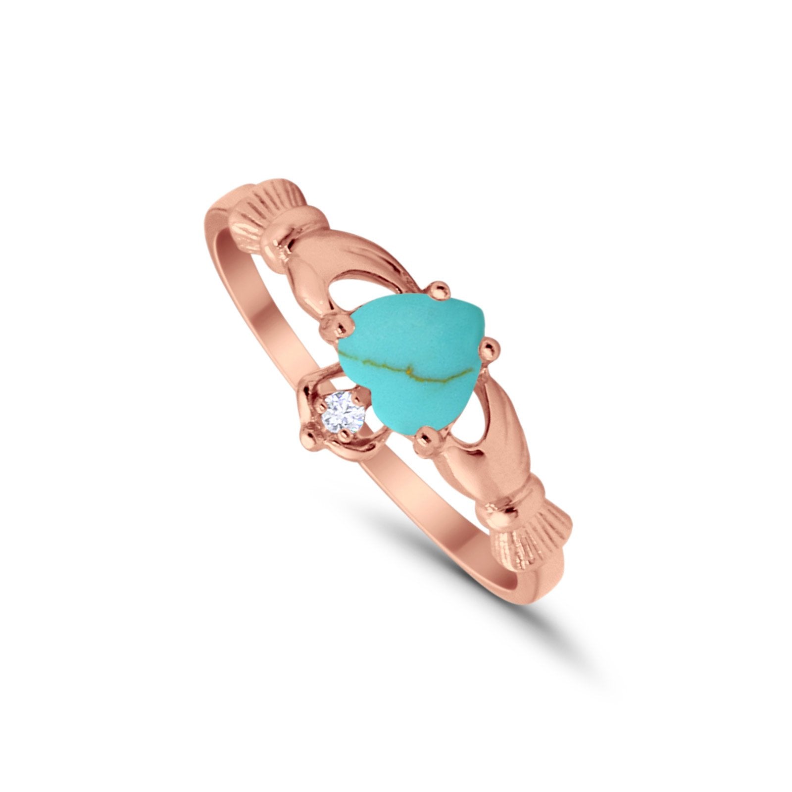 Heart Shape Simulated Cubic Zirconia Claddagh Wedding Ring 925 Sterling Silver