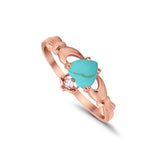 Heart Shape Simulated Cubic Zirconia Claddagh Wedding Ring 925 Sterling Silver