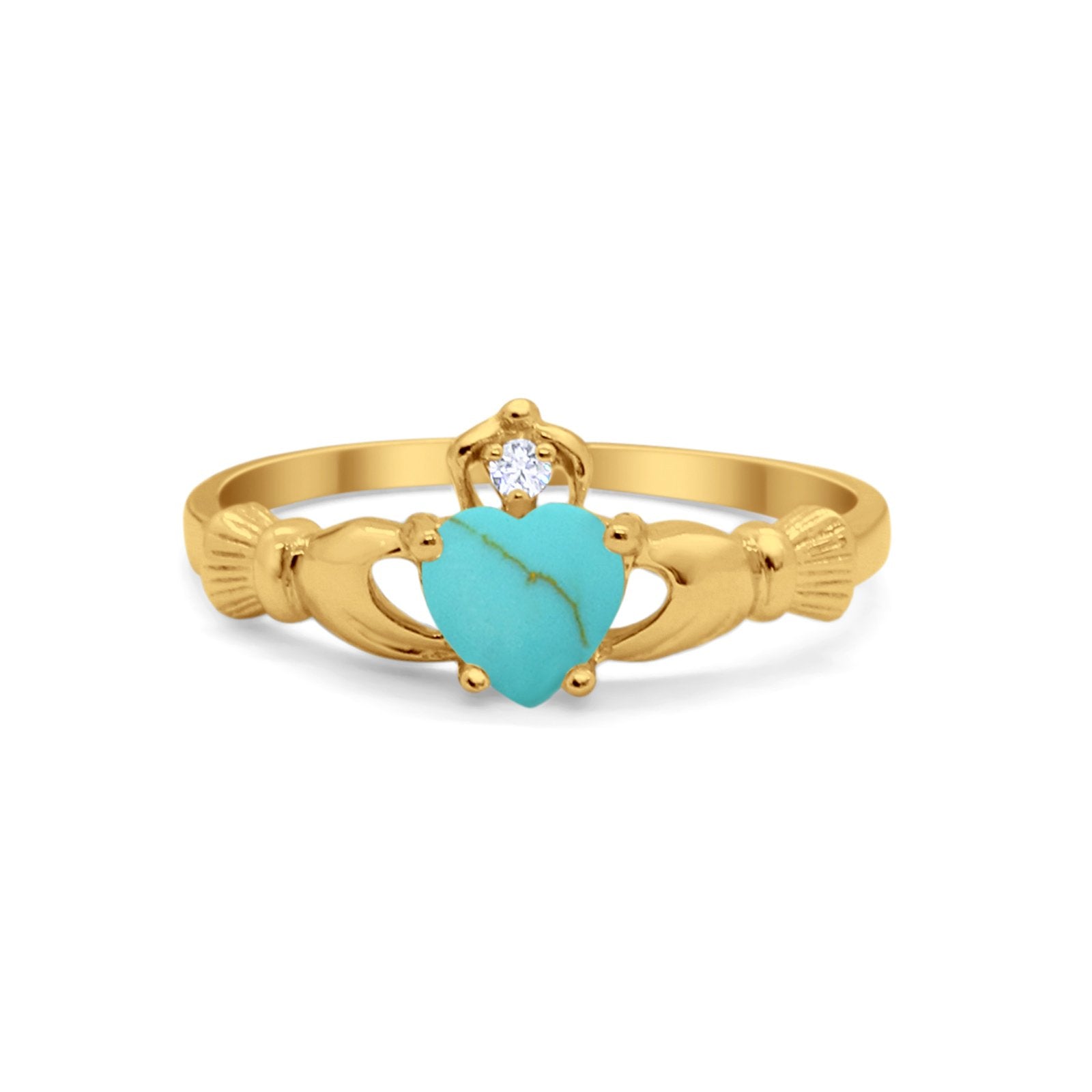 Heart Shape Simulated Cubic Zirconia Claddagh Wedding Ring 925 Sterling Silver