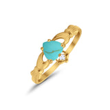 Heart Shape Simulated Cubic Zirconia Claddagh Wedding Ring 925 Sterling Silver