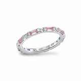 3mm Full Eternity Baguette Round Cubic Zirconia 925 Sterling silver Choose Color