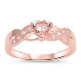 Heart Promise Ring Simulated Round Cubic Zirconia 925 Sterling Silver Infinity Twist Shank Choose Color 1