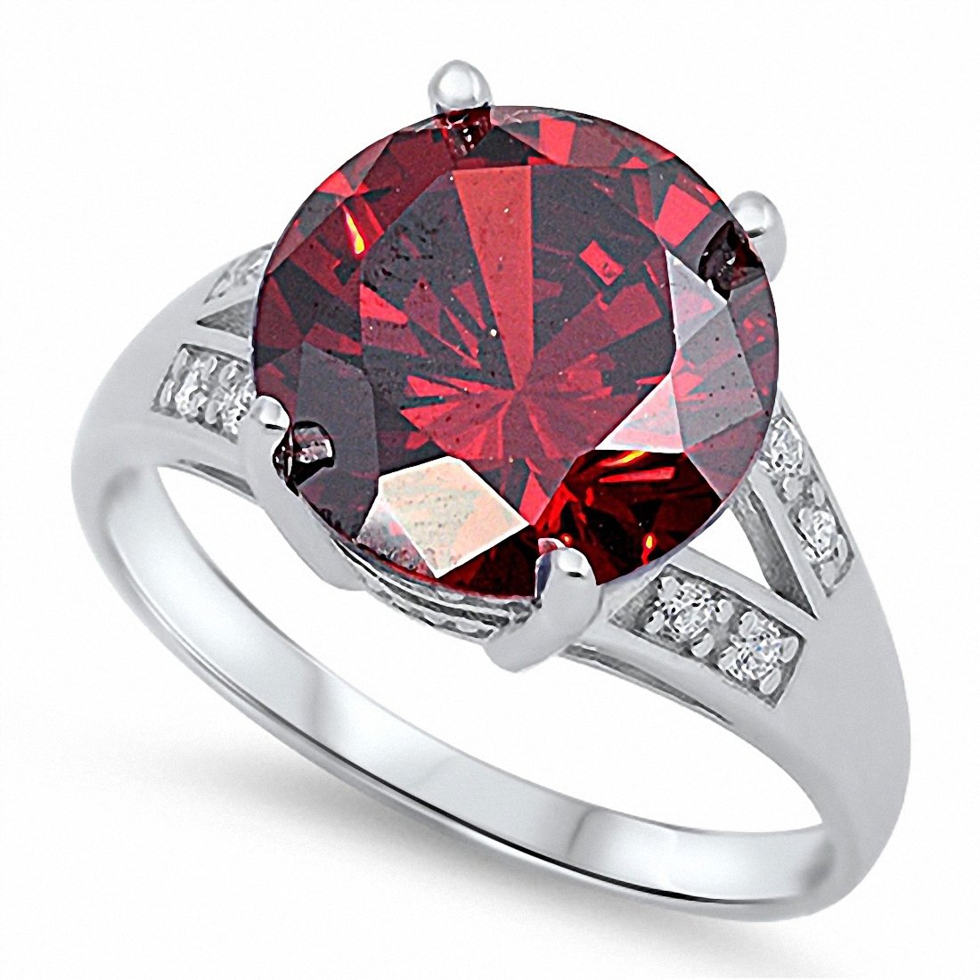 Cocktail Ring Round Simulated CZ 925 Sterling Silver