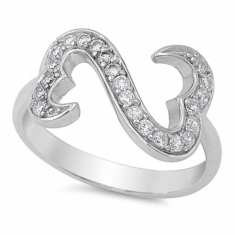 Sideways S Infinity Heart Design Ring Round Cubic Zirconia 925 Sterling Silver Choose Color