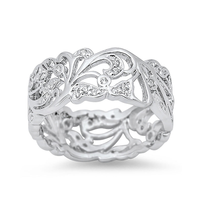 10mm Fashion Band 925 Sterling Silver Round CZ Choose Color - Blue Apple Jewelry