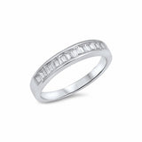 Half Eternity Baguette  Band Ring 925 Sterling Silver Choose Color
