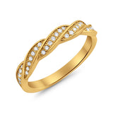 Art Deco Half Eternity Twisted Band Ring Round 925 Sterling Silver