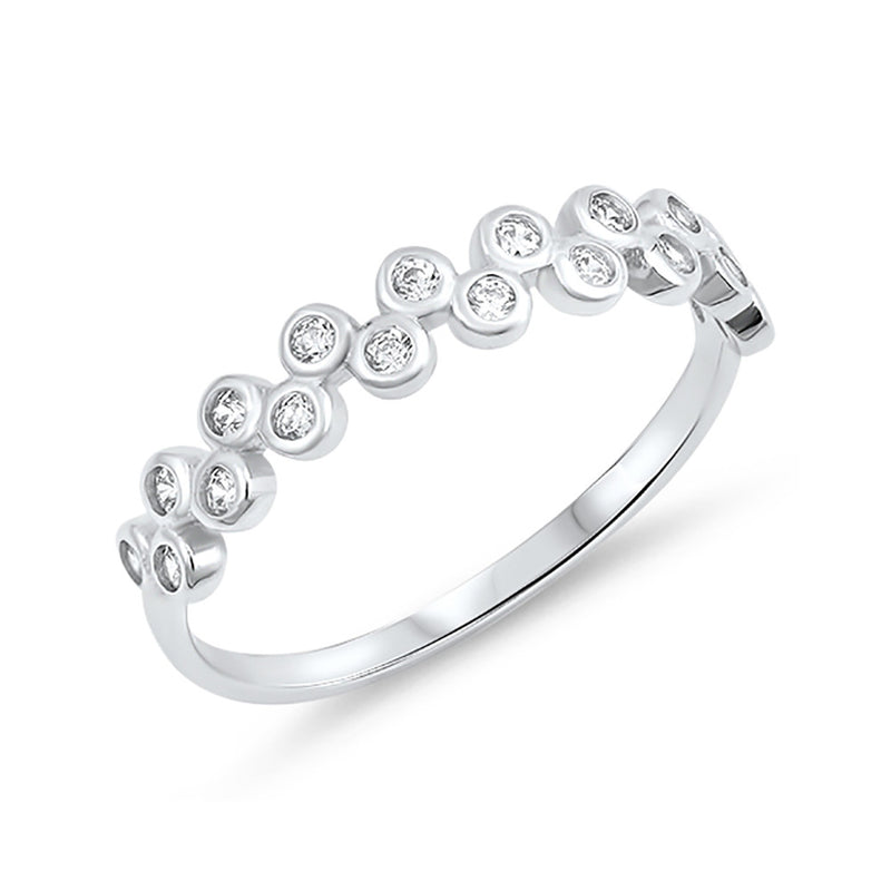 3mm Half Eternity Wedding Band Ring Round Cut Cubic Zirconia 925 Sterling Silver - Blue Apple Jewelry