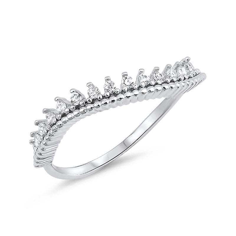 Curved Ring Rope Design Round Cubic Zirconia 925 Sterling Silver - Blue Apple Jewelry