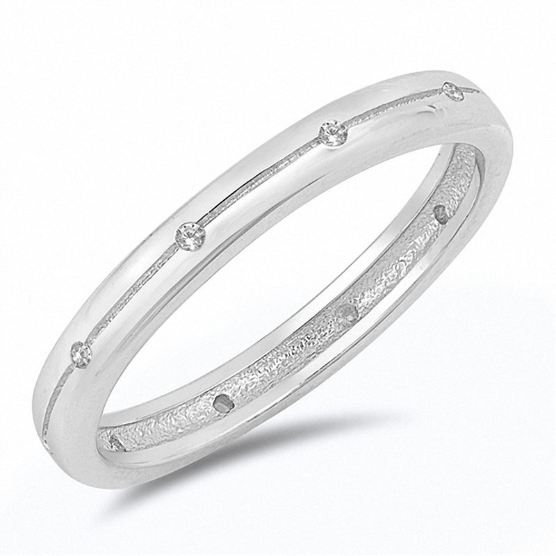 3mm Groove Inlay Band Ring Round 925 Sterling Silver