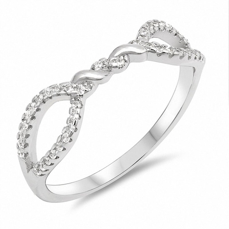 Knot Ring Band Round Cubic Zirconia 925 Sterling Silver Choose Color