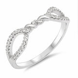Knot Ring Band Round Cubic Zirconia 925 Sterling Silver Choose Color