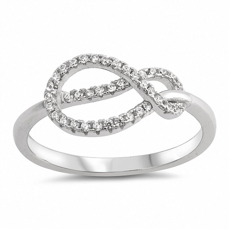 Tangled Knot Infinity Ring Round Cubic Zirconia 925 Sterling Silver Choose Color