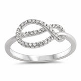 Tangled Knot Infinity Ring Round Cubic Zirconia 925 Sterling Silver Choose Color