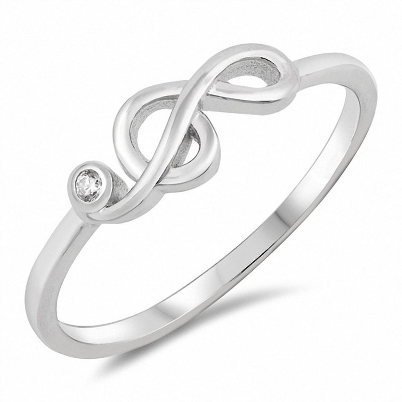 Music Note Ring Round Cubic Zirconia 925 Sterling Silver Choose Color