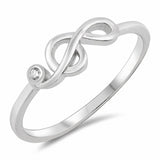 Music Note Ring Round Cubic Zirconia 925 Sterling Silver Choose Color