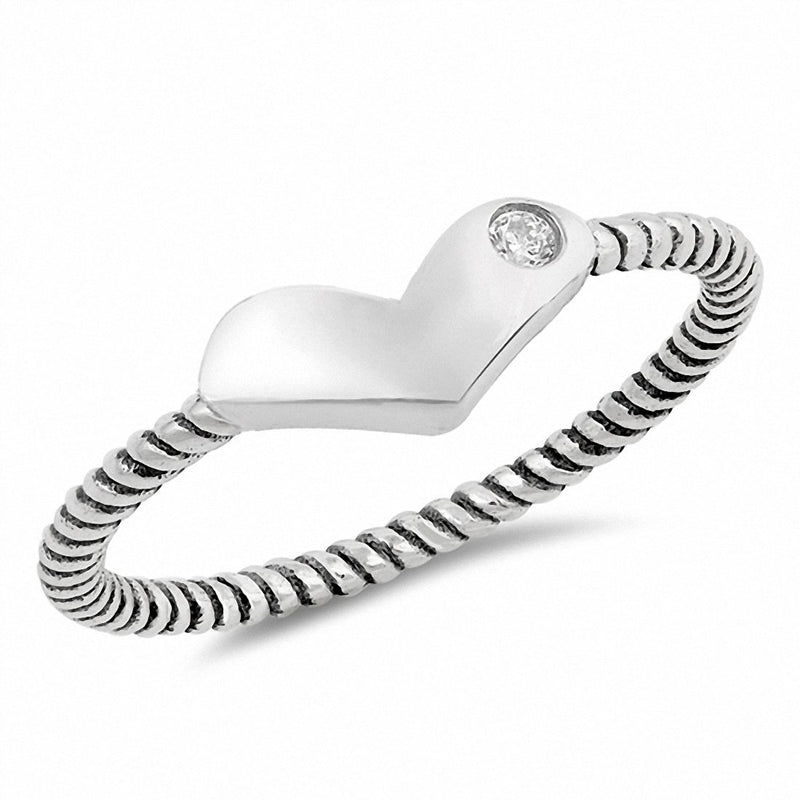 Braided Heart Ring Round Cbic Zirconia 925 Sterling Silver Choose Color
