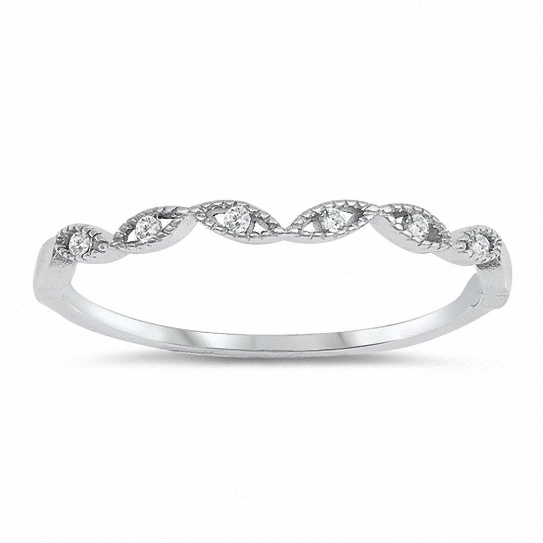 Fashion Midi Ring Round Cubic Zirconia 925 Sterling Silver Choose Color