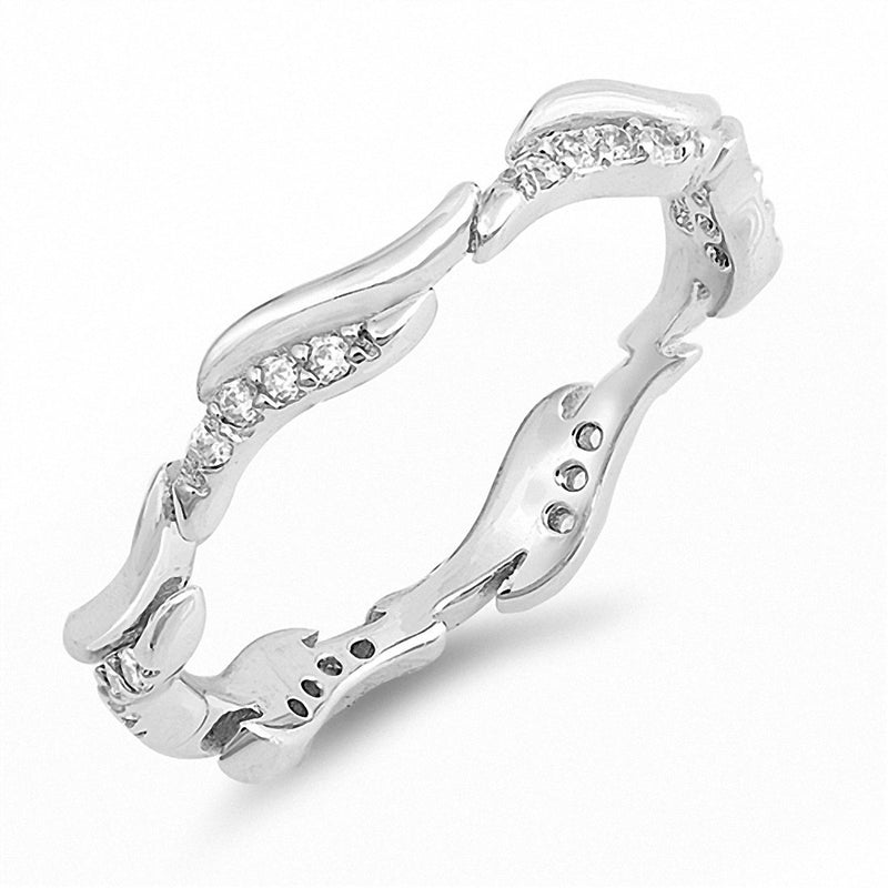 Curve Eternity Band Round Simulated Cubic Zirconia 925 Sterling Silver