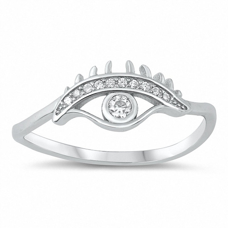 Eye Ring Round Cubic Zirconia 925 Sterling Silver Choose Color