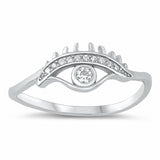 Eye Ring Round Cubic Zirconia 925 Sterling Silver Choose Color