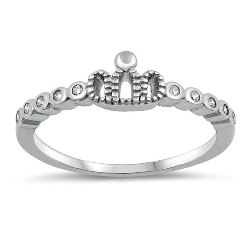 Crown Ring Round Cubic Zirconia 925 Sterling Silver Choose Color