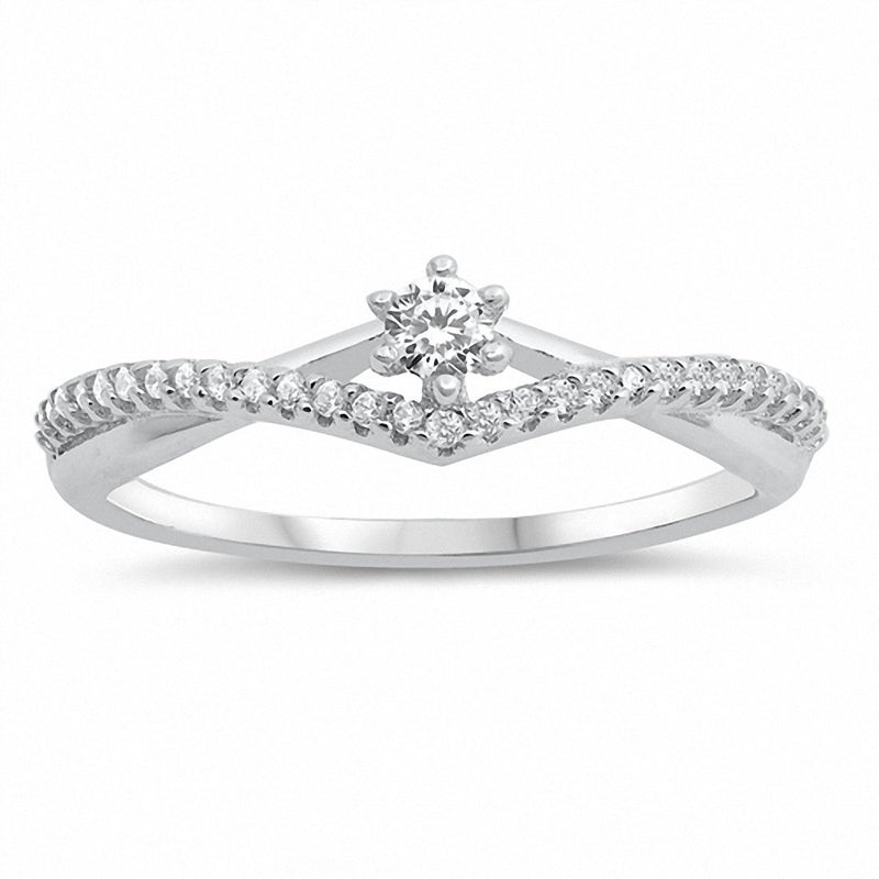 Crisscross Chevron Midi Ring Simulated Round Cubic Zirconia 925 Sterling Silver Choose Color