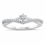 Crisscross Chevron Midi Ring Simulated Round Cubic Zirconia 925 Sterling Silver Choose Color
