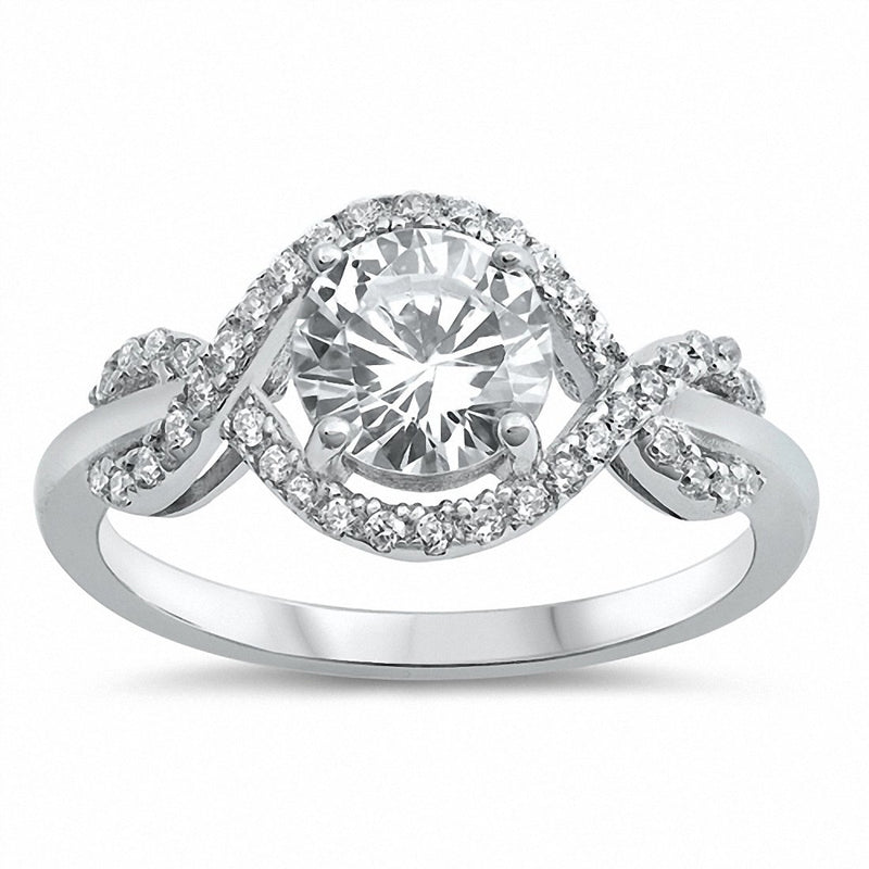 Crisscross Simulated Round Cubic Zirconia 925 Sterling Silver