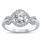 Crisscross Simulated Round Cubic Zirconia 925 Sterling Silver