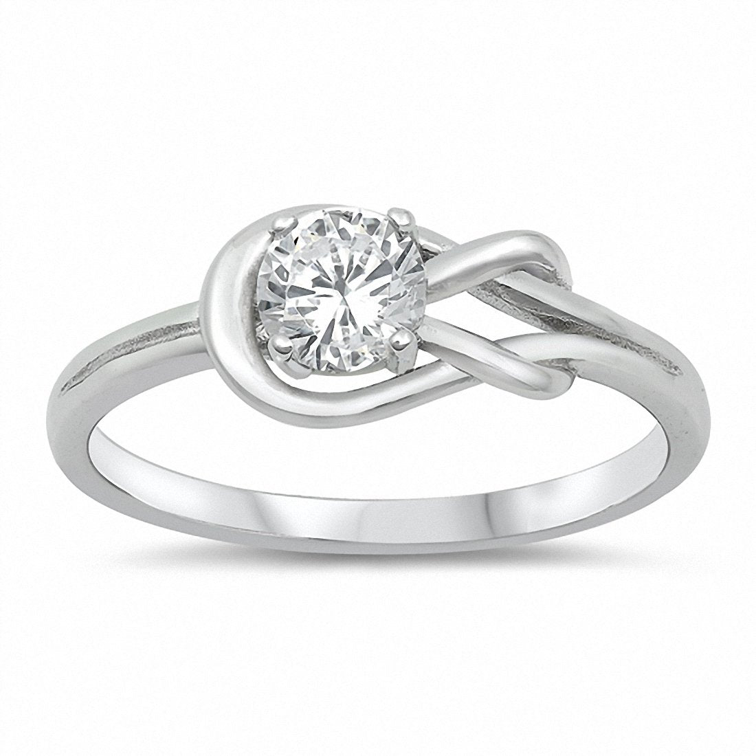 Tangled Knot Infinity Ring Round Cubic Zirconia 925 Sterling Silver Choose Color