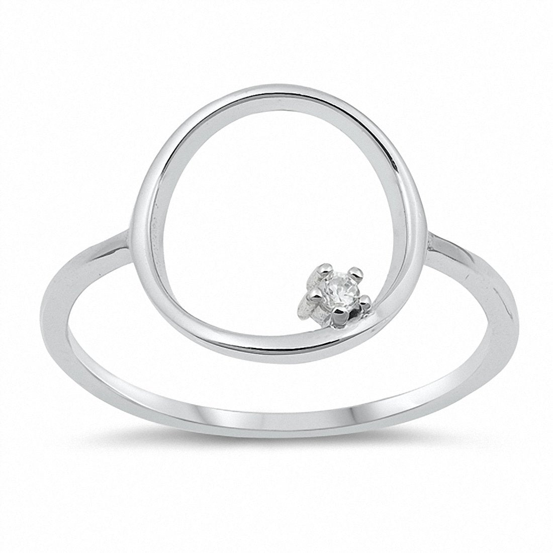 O Circle Ring Round Cubic Zirconia 925 Sterling Silver Choose Color